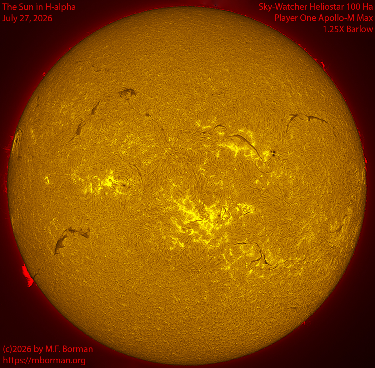 Solar image in h-alpha 07/27/26