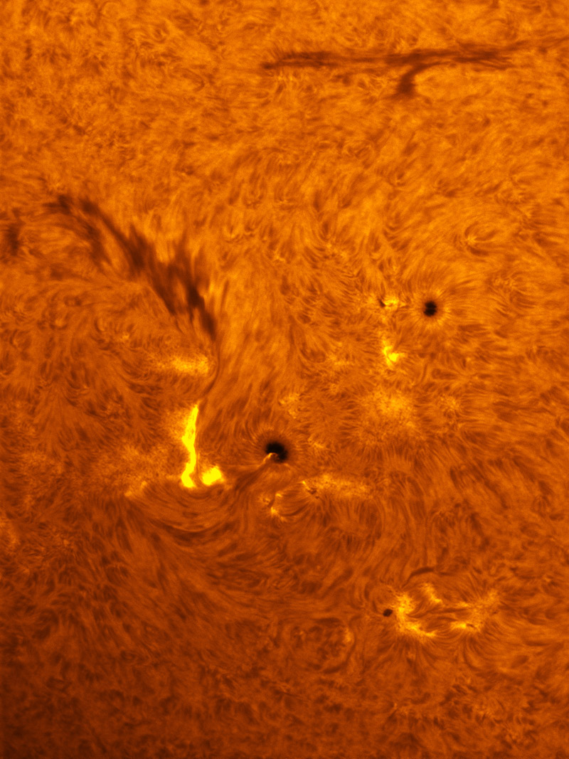 Sunspots 1529, 1530 and 1533 in h-alpha 07/28/2012