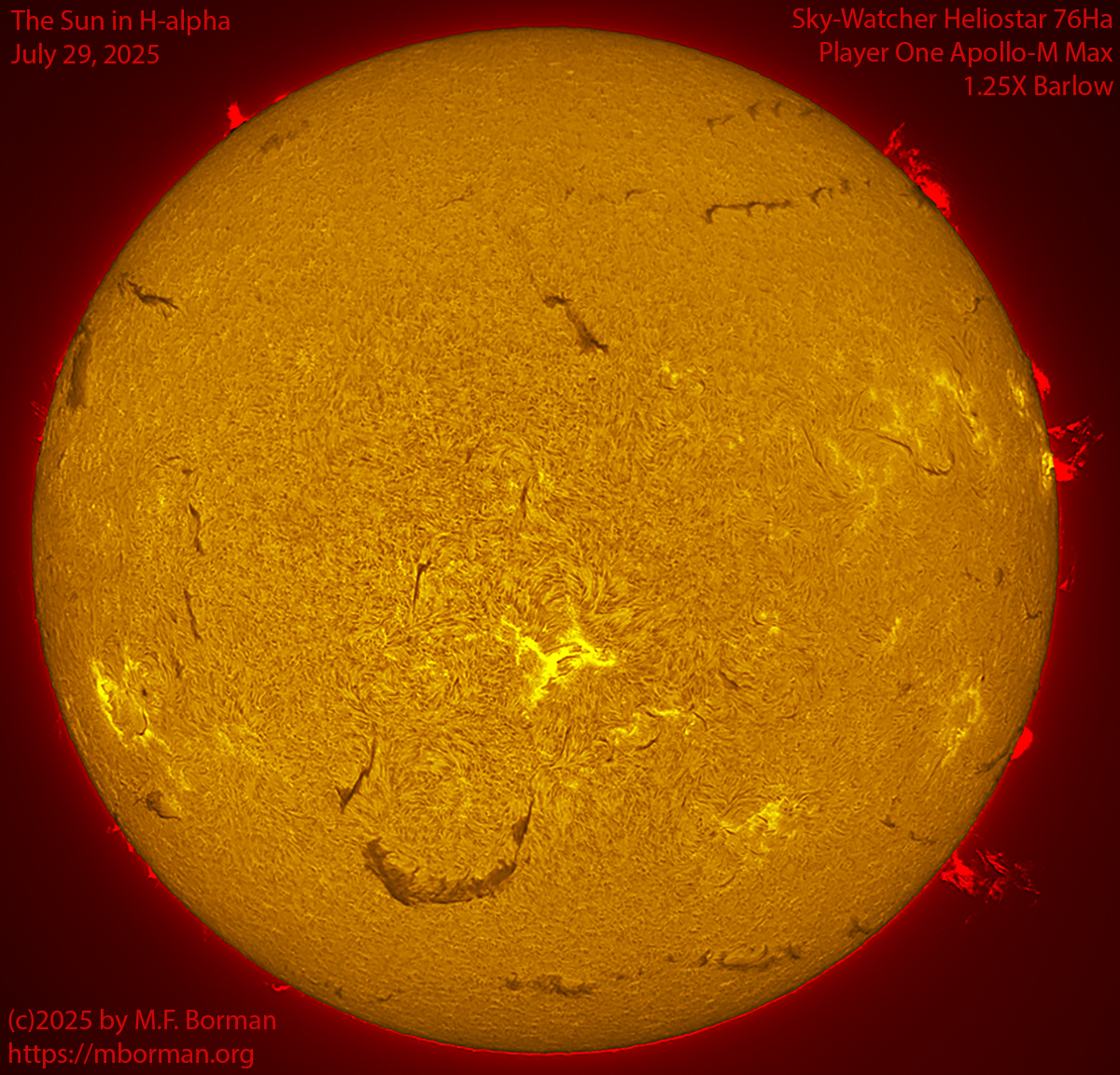 Solar image in h-alpha 07/29/25