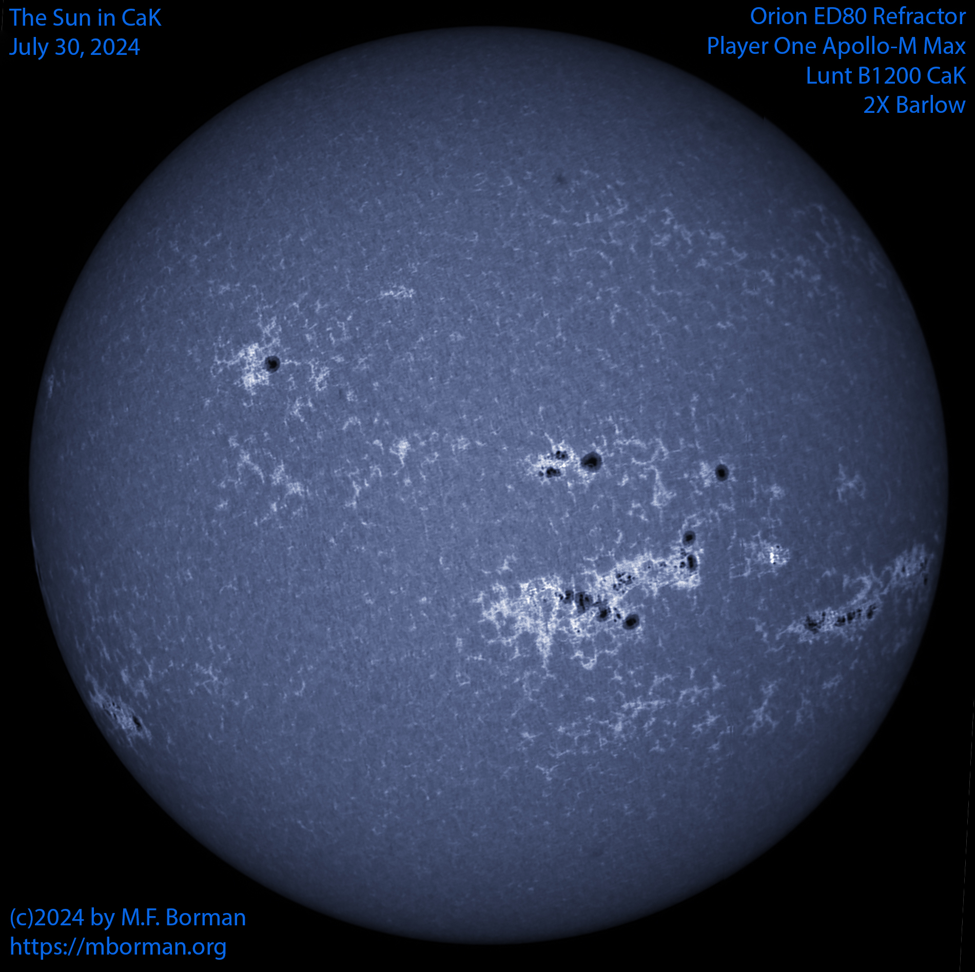 Solar image in CaK 07/30/24
