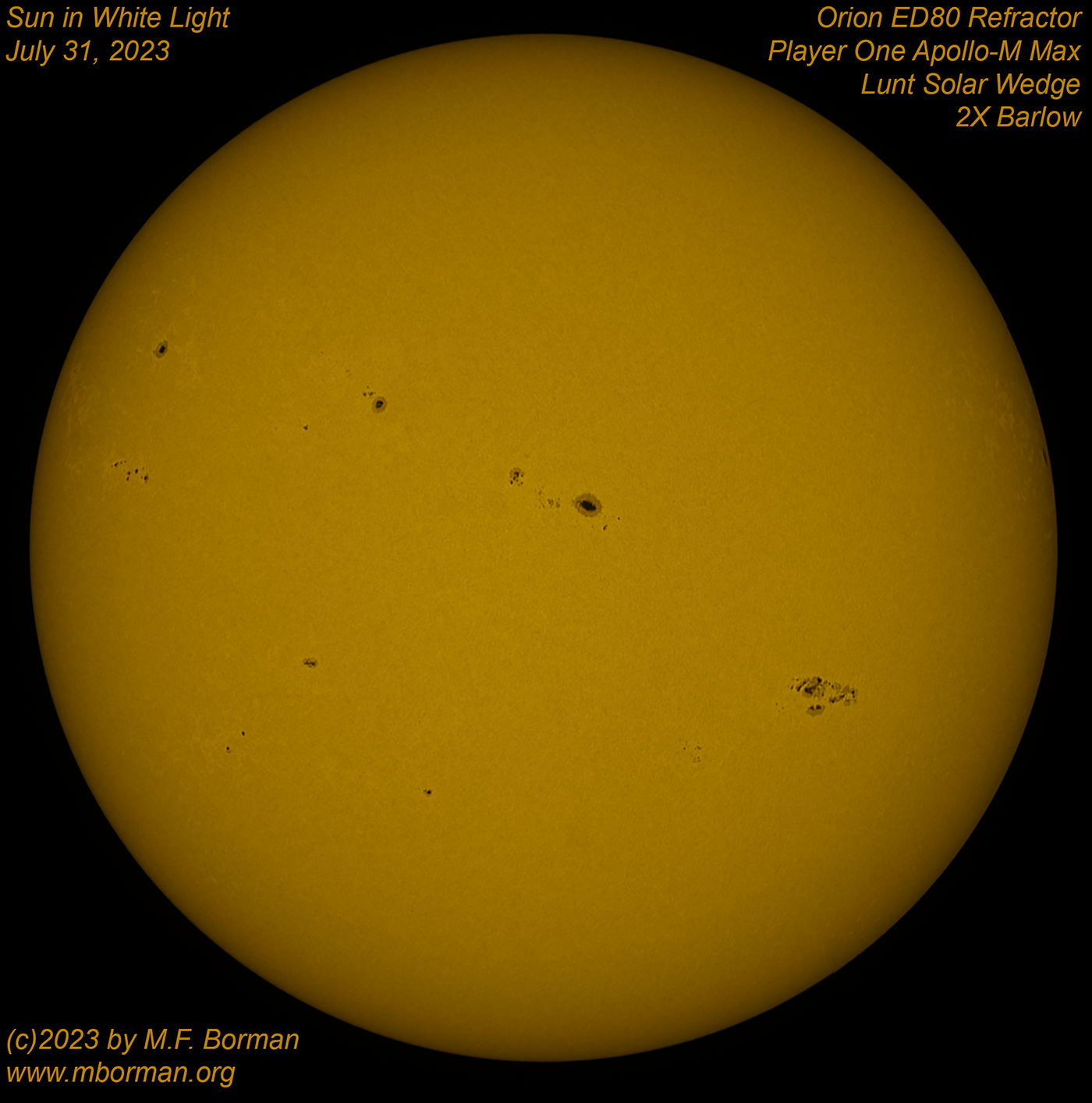 Solar disk in white light 07/25/2023