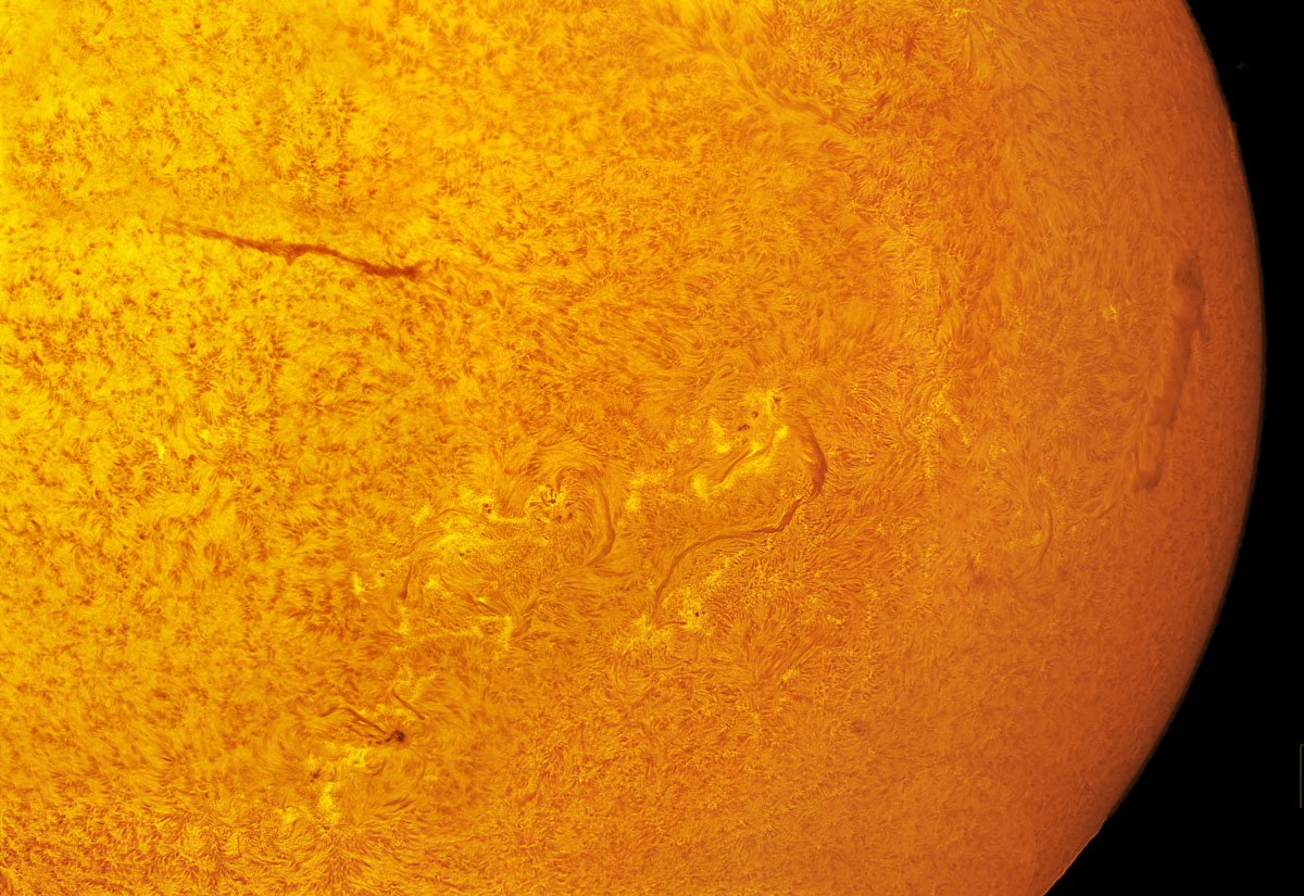 Sunspots 2124 through 2132 in h-alpha 08/03/2014