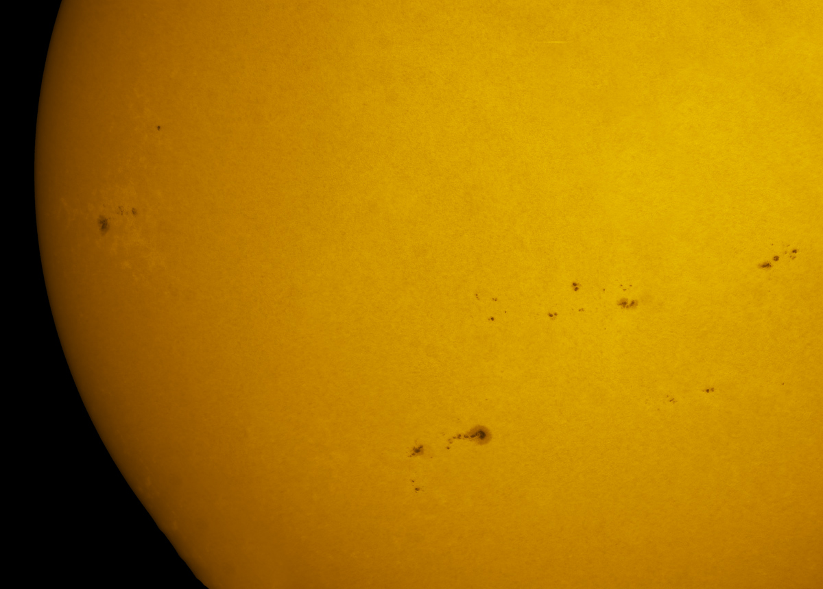 Sunspots 2127 through 2134 in white light 08/03/2014