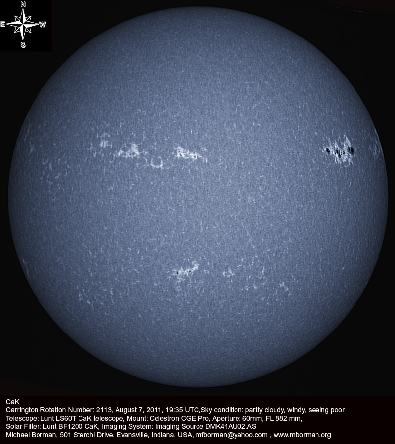 Solar Disk in CaK 08/07/2011