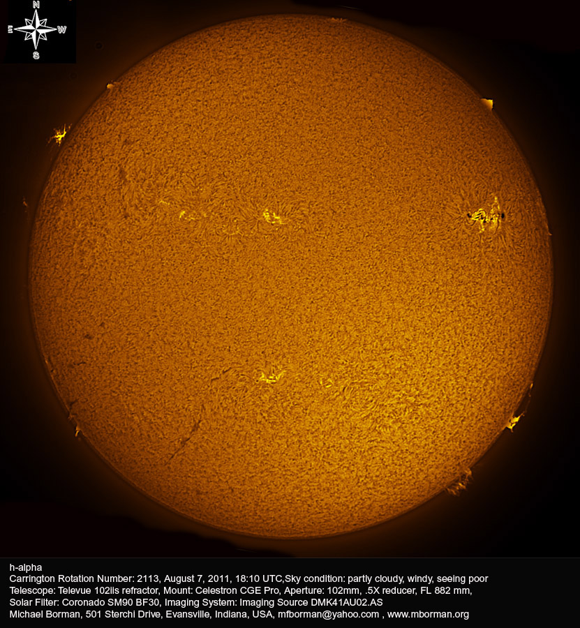 Solar Disk in h-alpha 08/07/2011