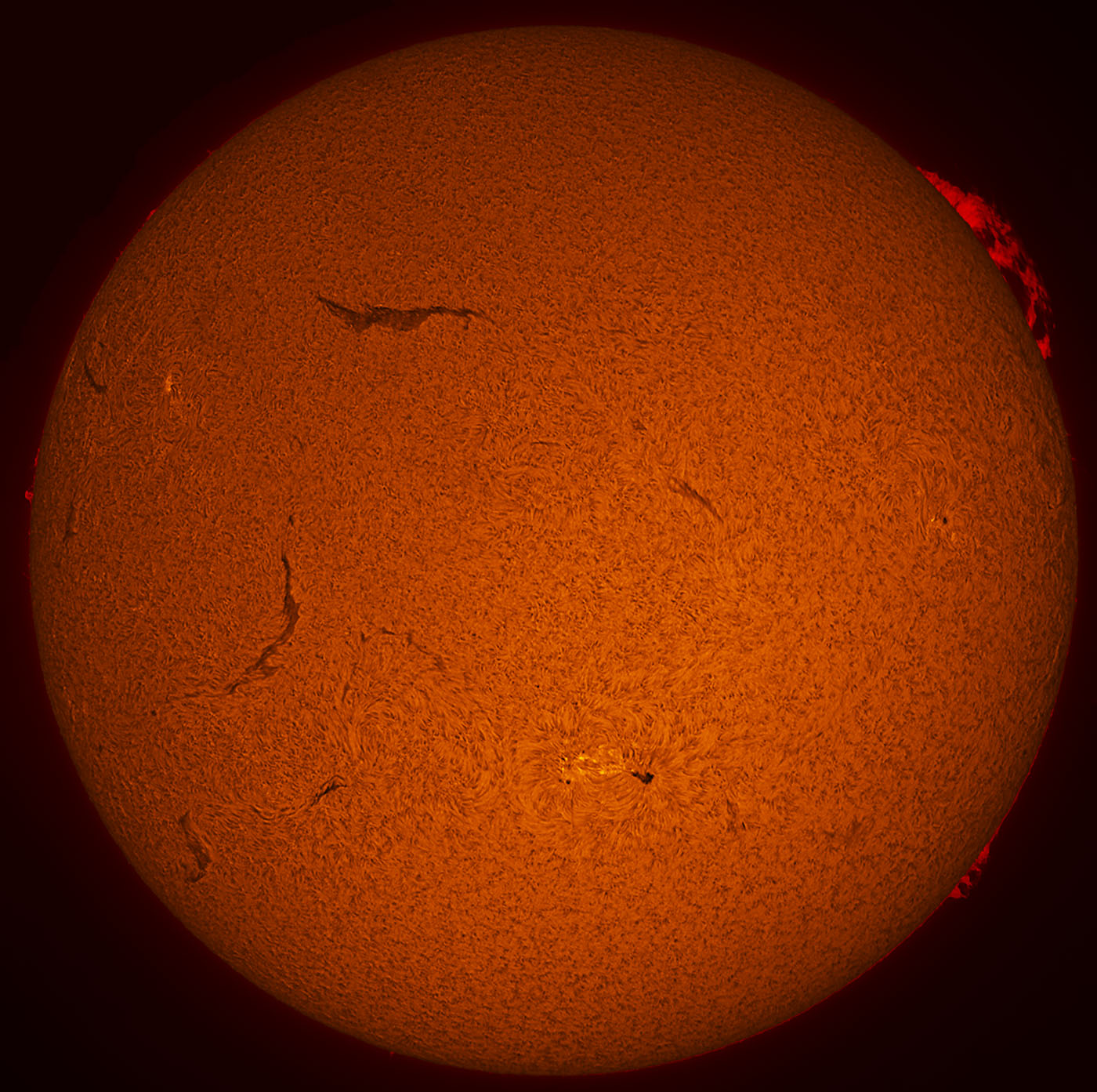 Solar Disk in h-alpha 08/08/2015