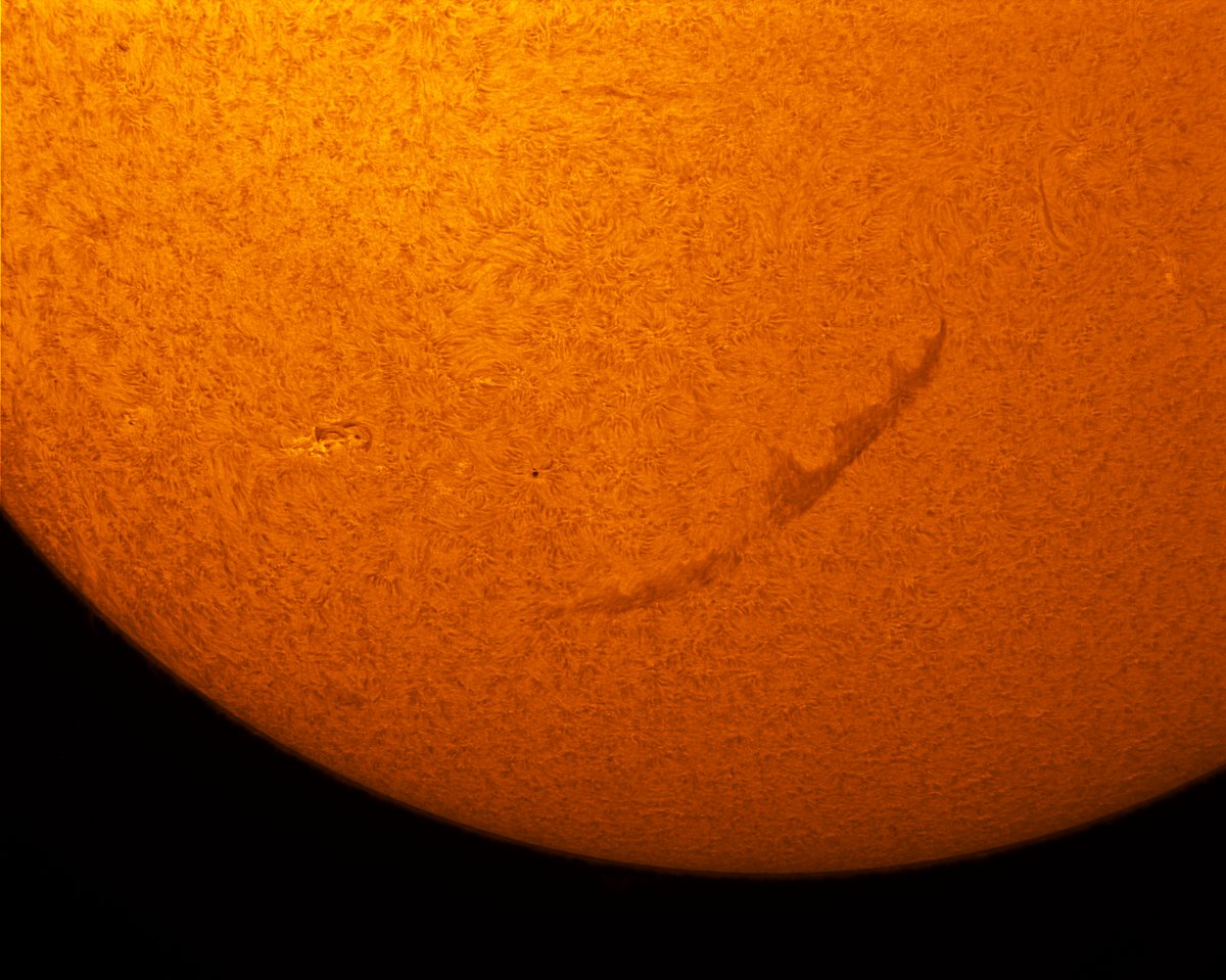 Large Solar Filament in h-alpha and sunspots 1814 and 1816 08/10/2013