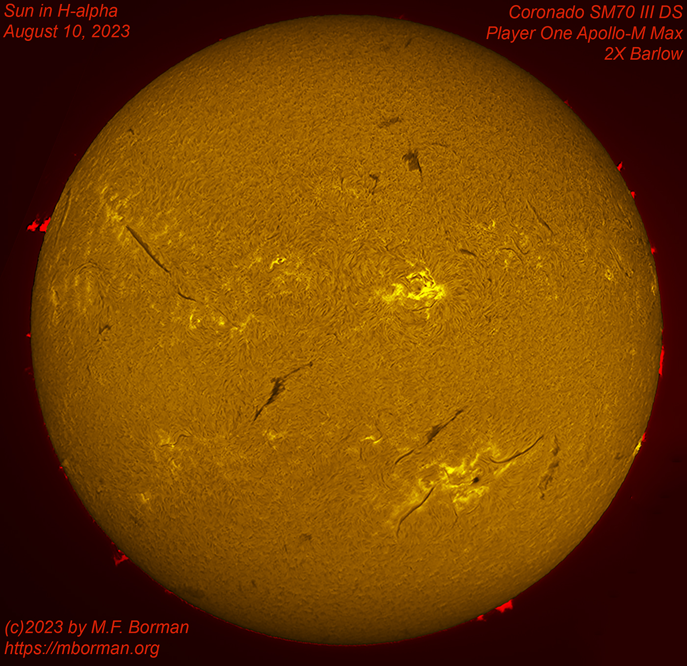 Solar disk in h-alpha 08/10/2023