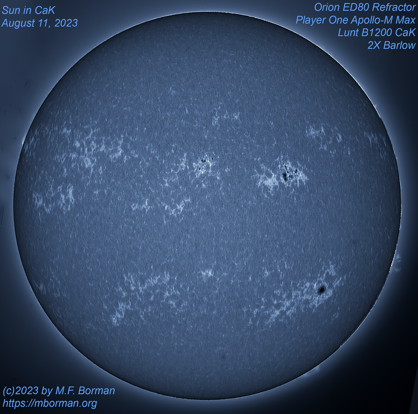Solar disk in CaK 08/11/2023