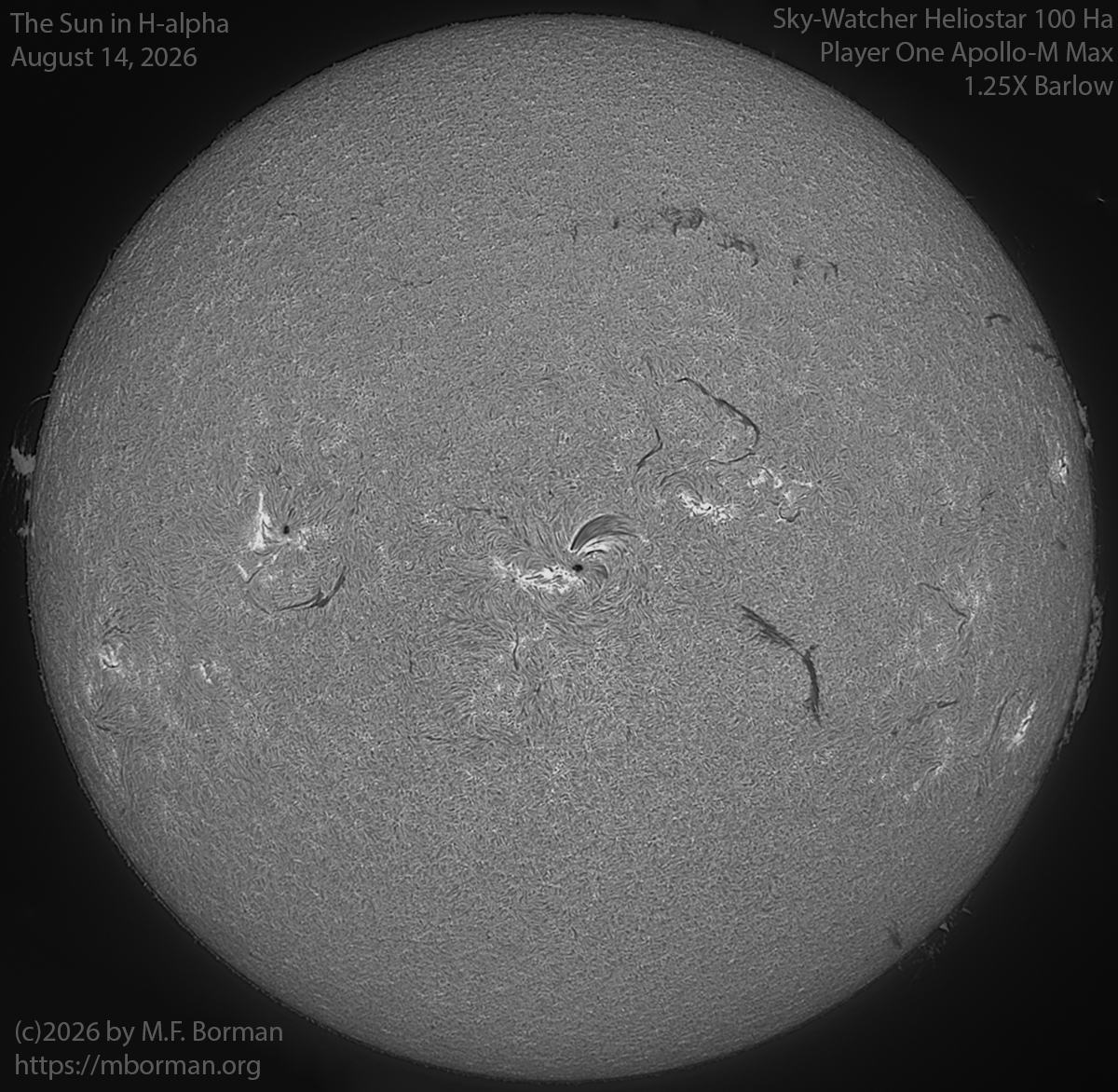 Solar image in h-alpha 08/14/26