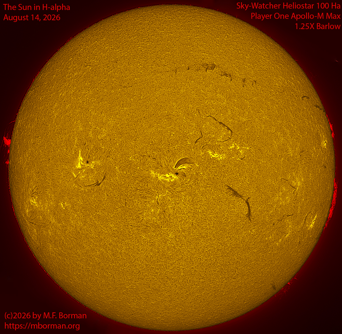 Solar image in h-alpha 08/14/26