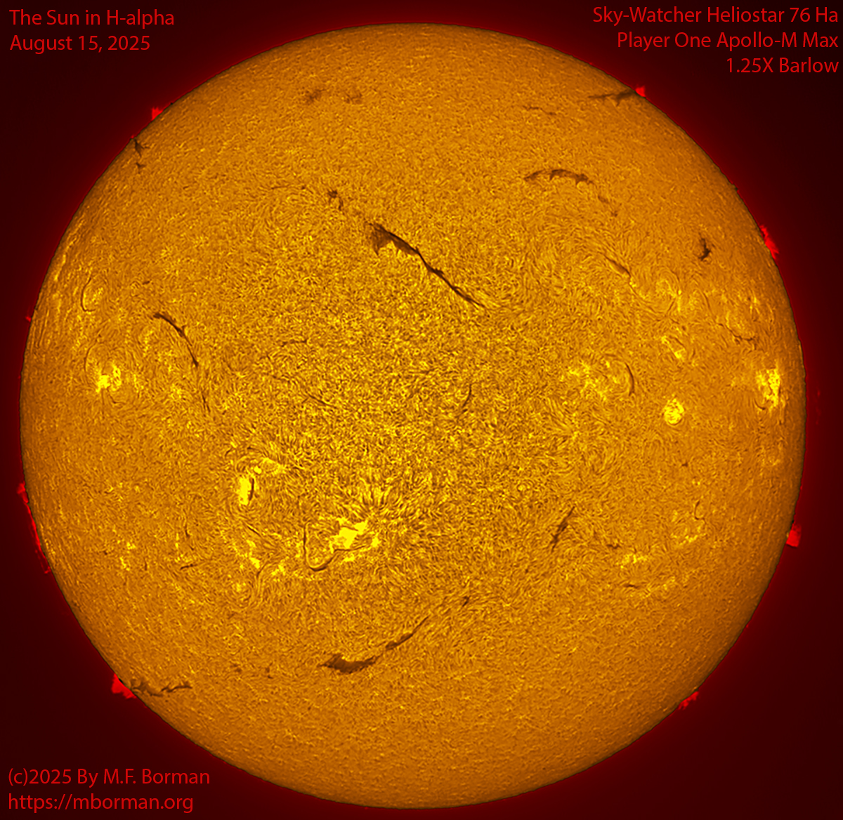 Solar image in h-alpha 08/15/25