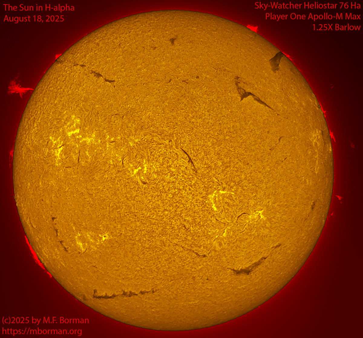 Solar image in h-alpha 08/18/25