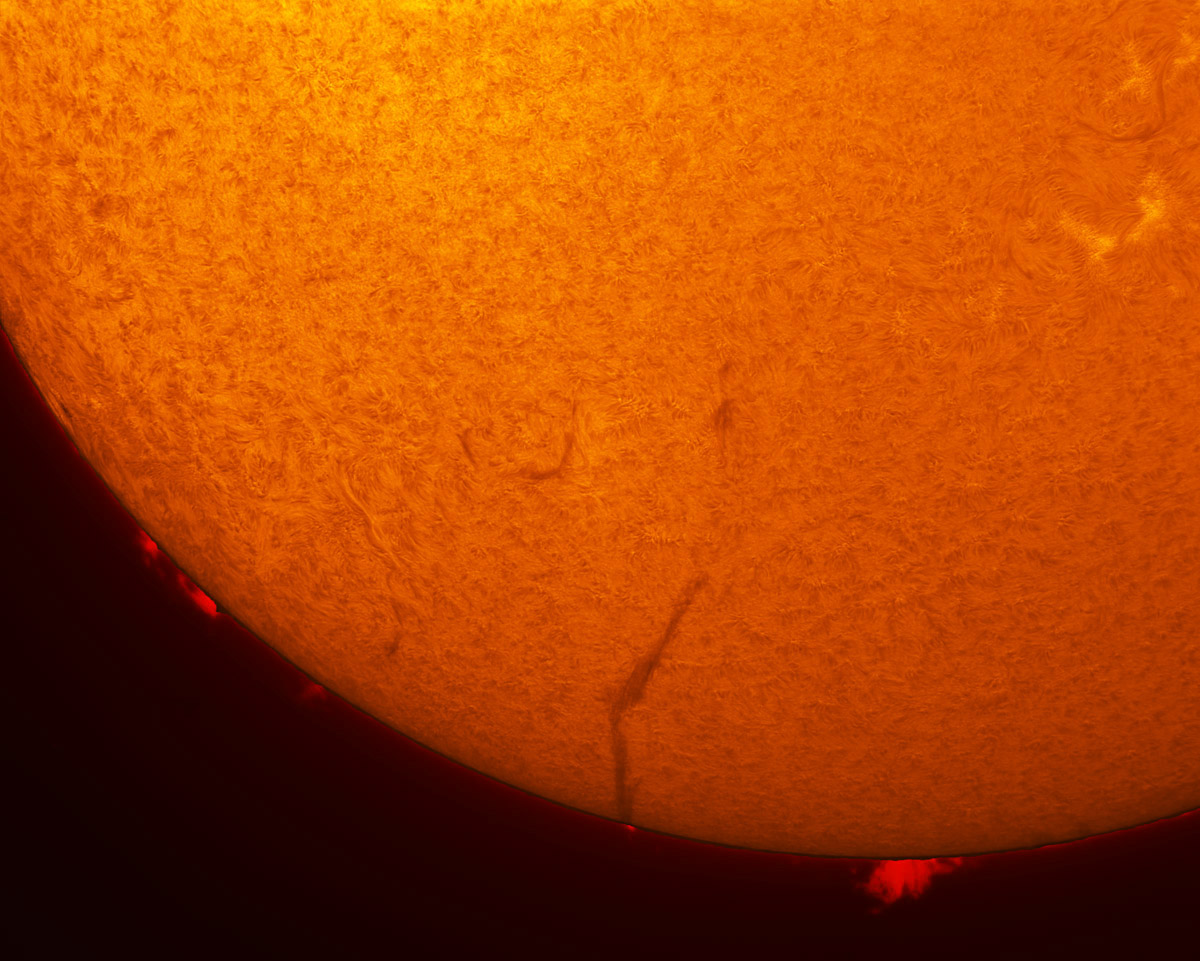 Solar filament in h-alpha 08/24/2013
