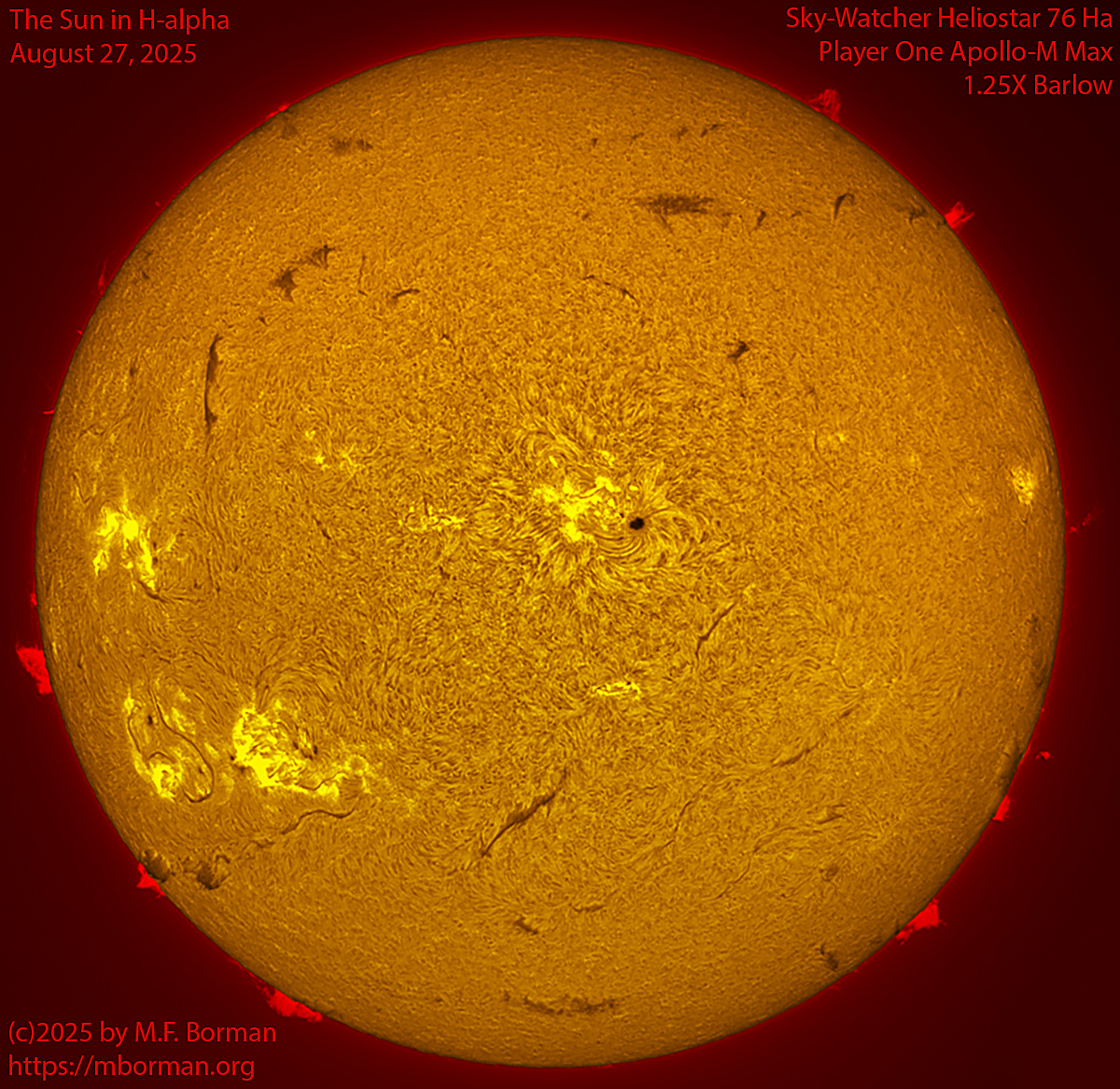 Solar image in h-alpha 08/27/25