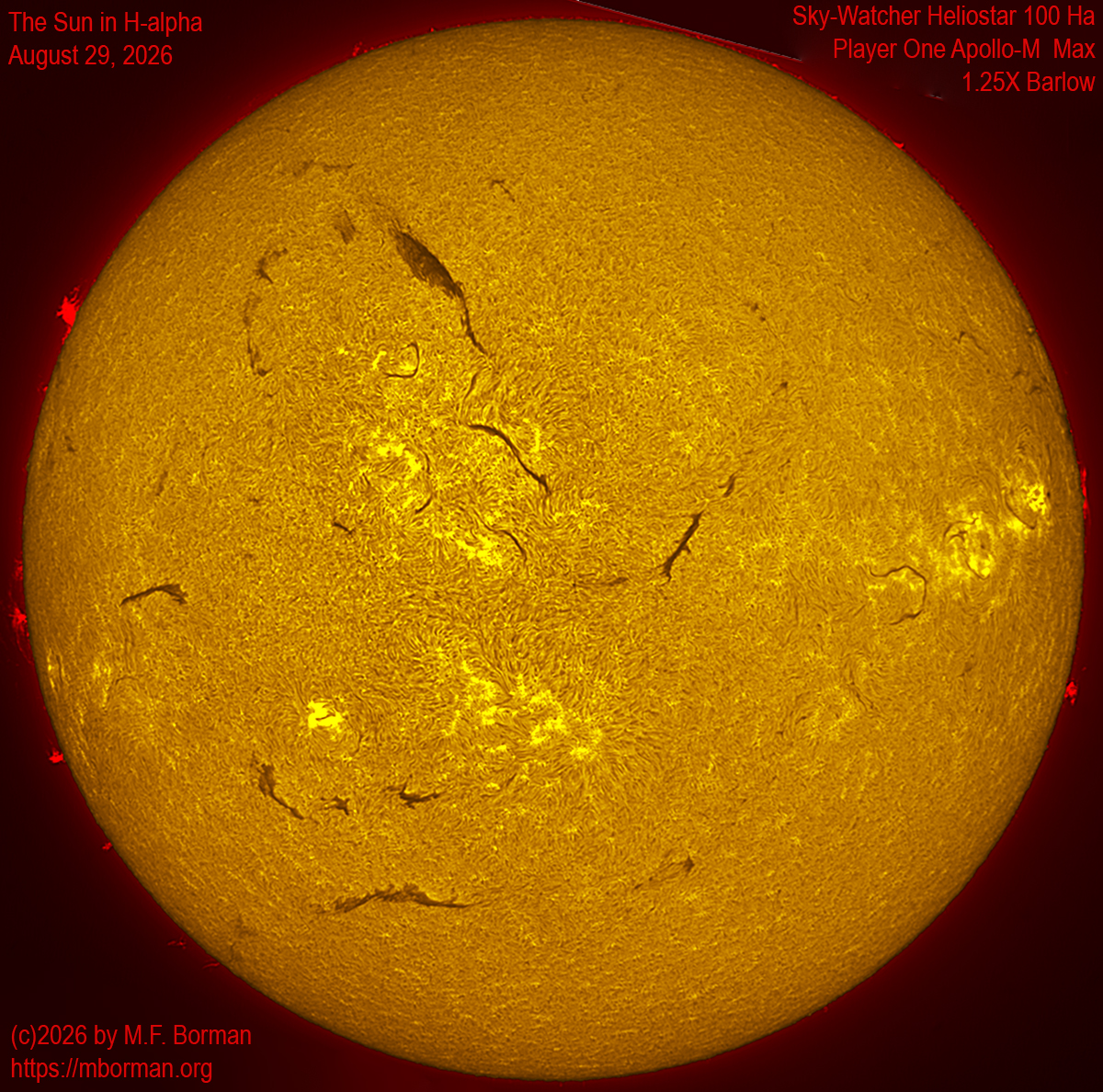 Solar image in h-alpha 08/29/26