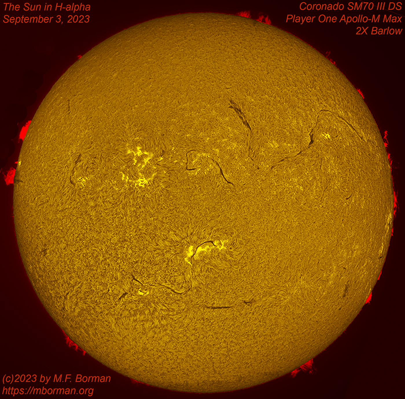 Solar disk in h-alpha 09/03/2023