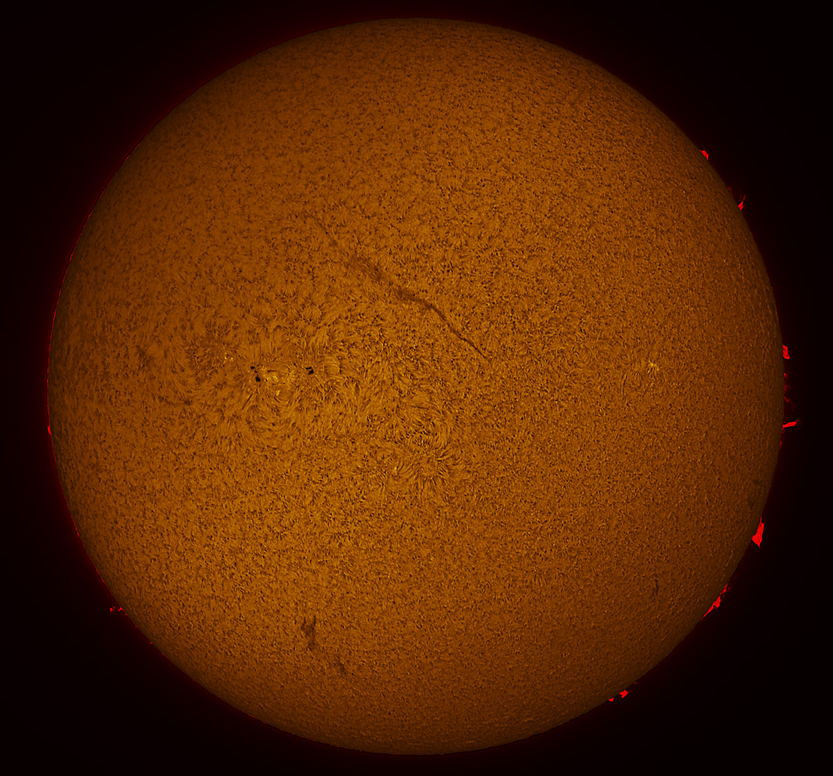 Solar Disk in h-alpha 09/04/2016