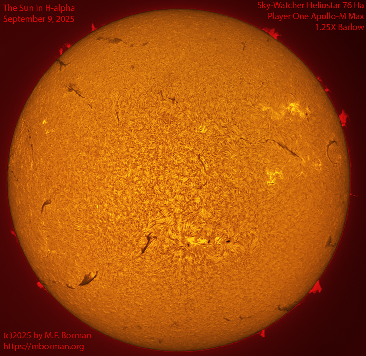 Solar image in h-alpha 09/09/25