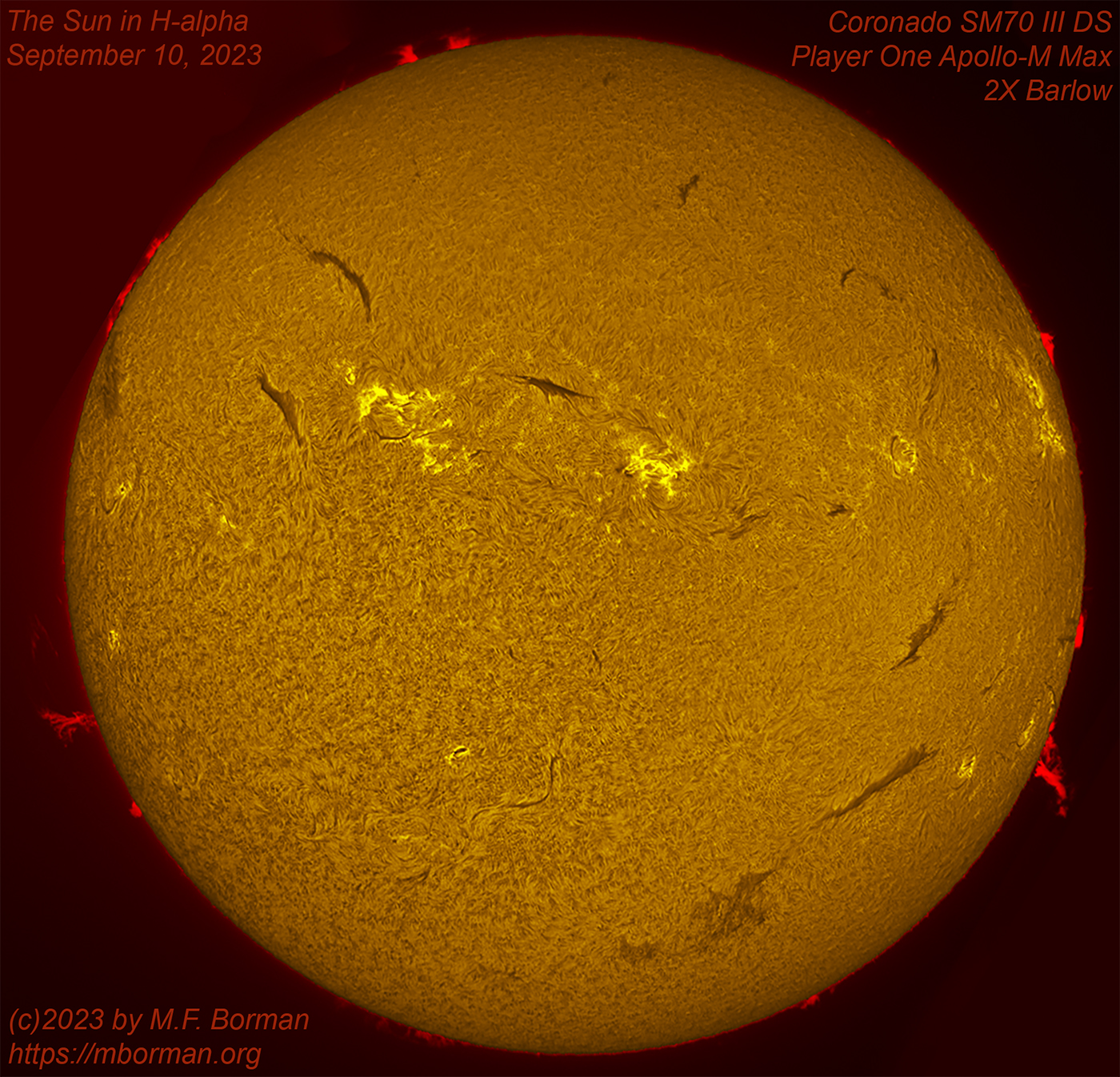 Solar disk in h-alpha 09/10/2023