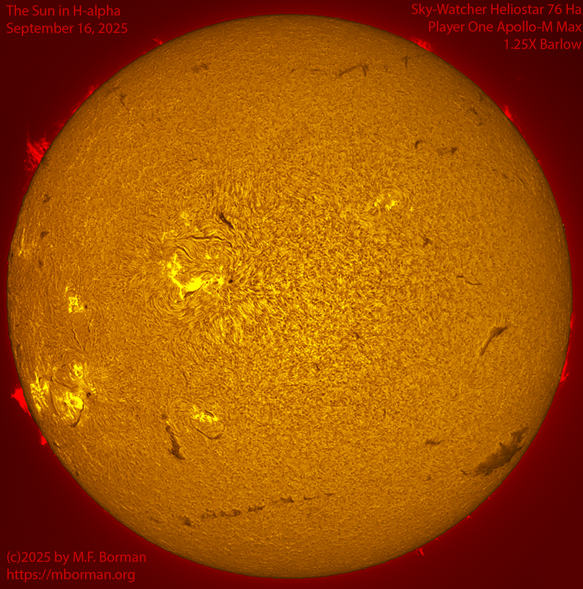 Solar image in h-alpha 09/16/25