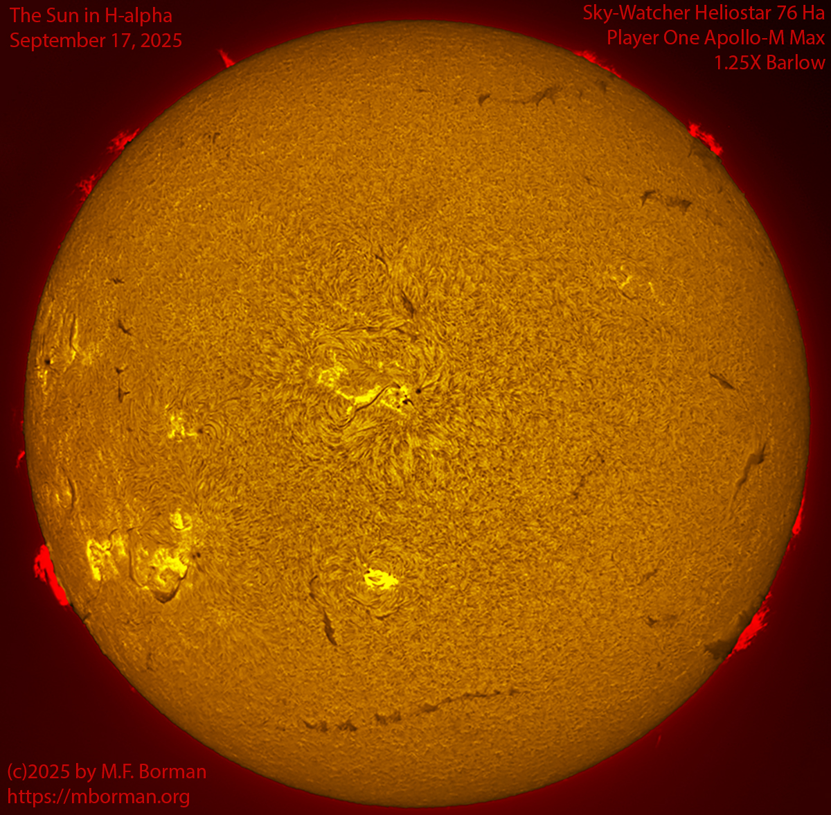 Solar image in h-alpha 09/17/25
