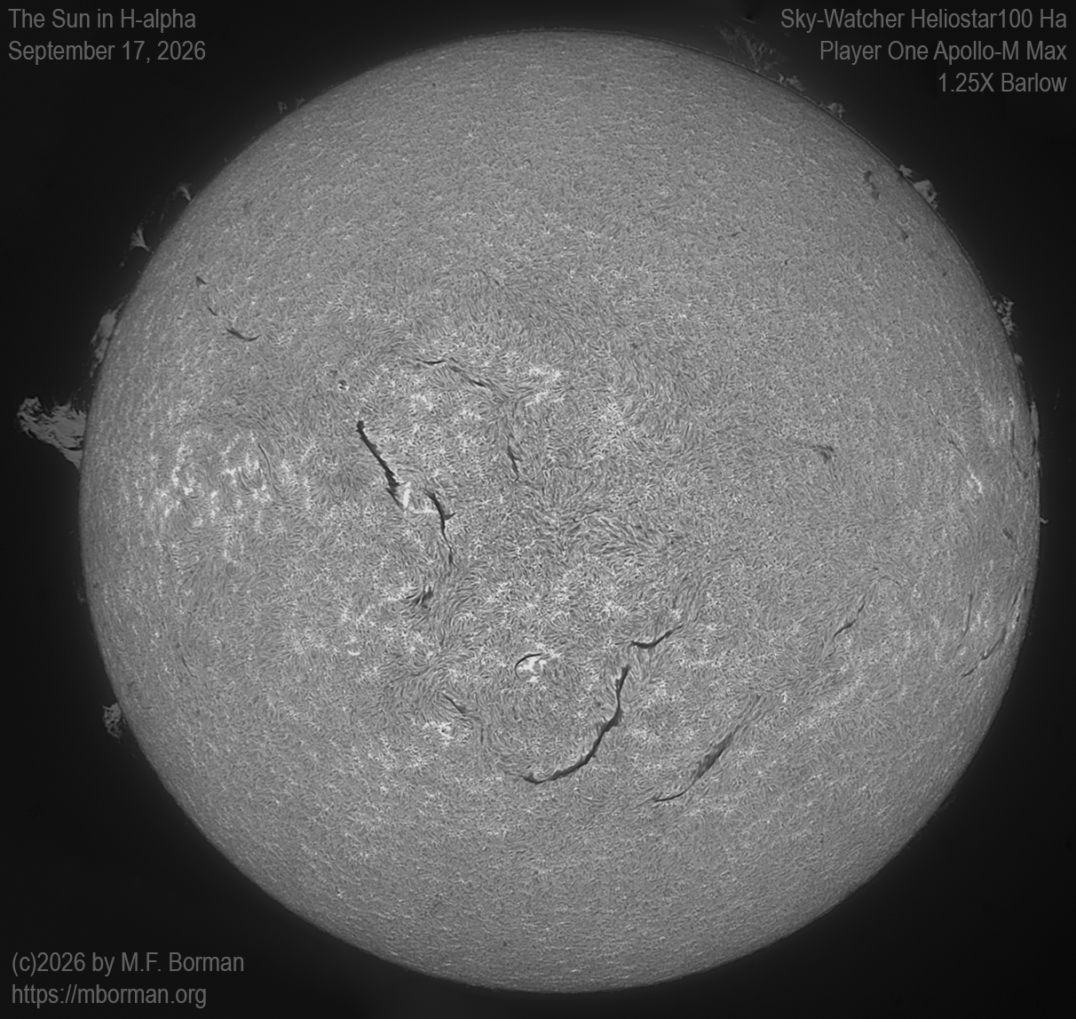 Solar image in h-alpha 09/17/26