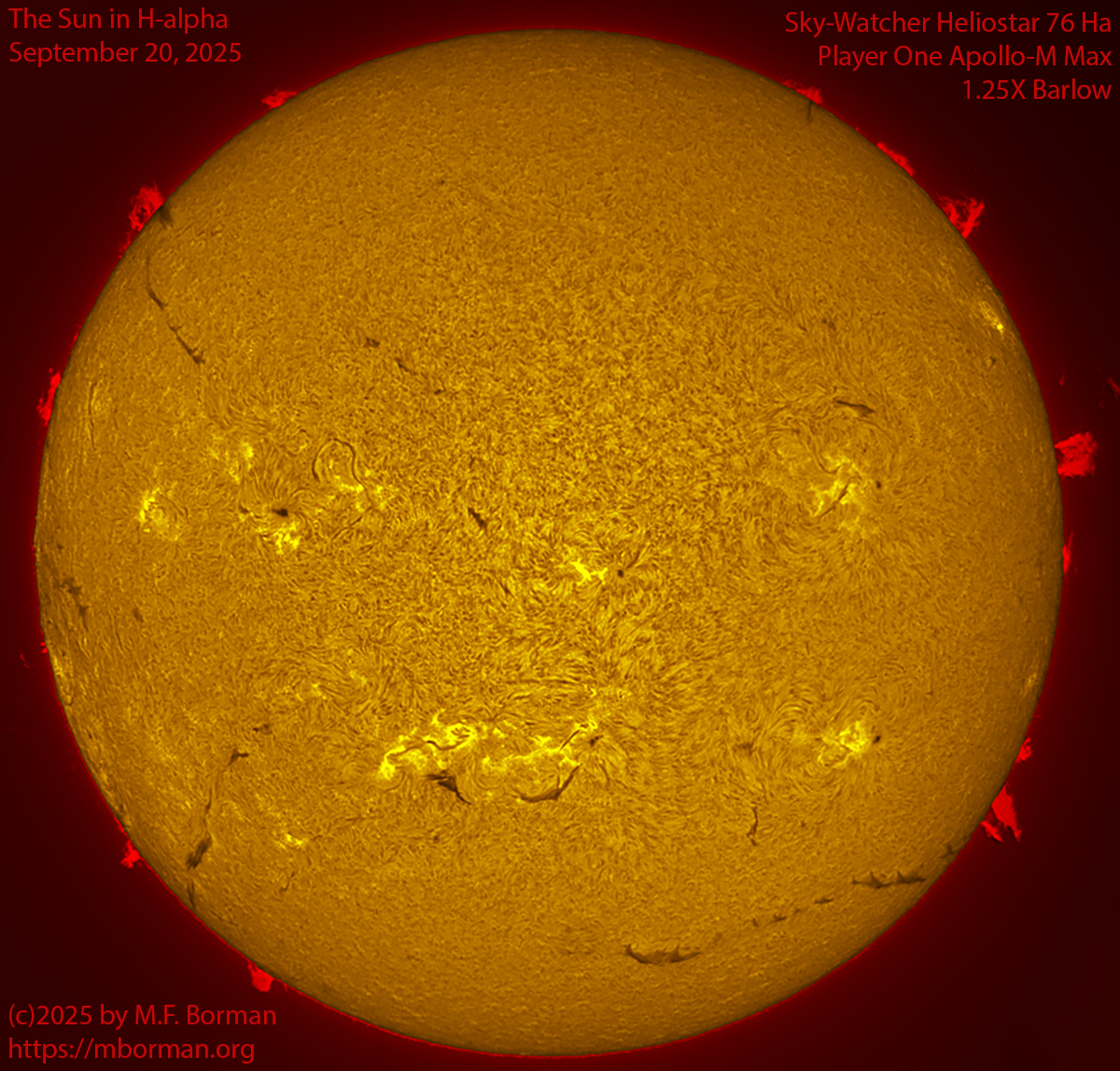 Solar image in h-alpha 09/20/25