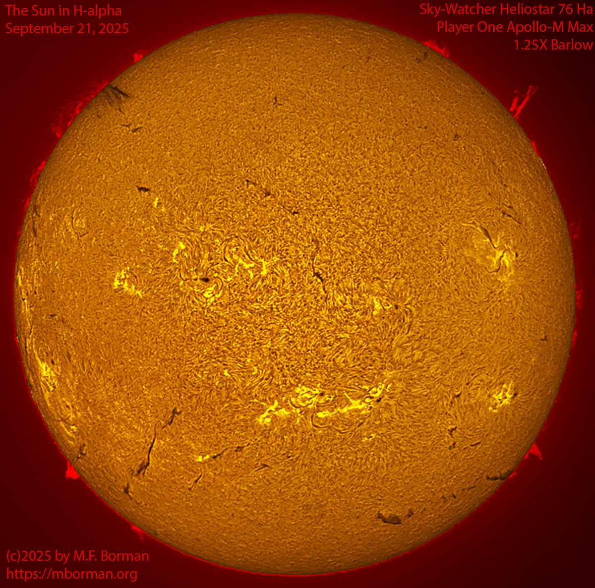 Solar image in h-alpha 09/21/25