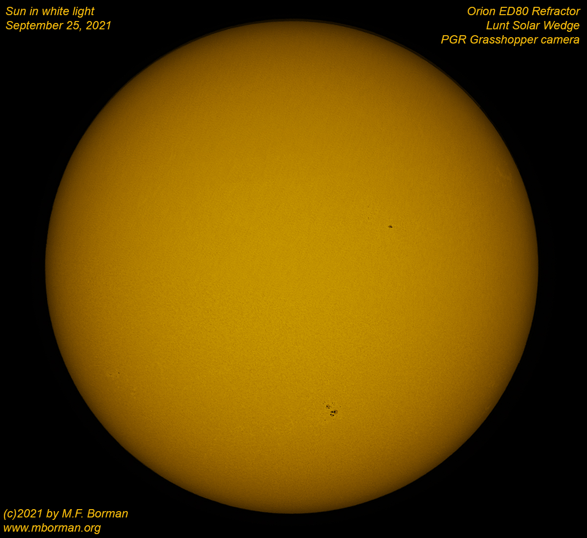 Solar disk in white light 09/25/2021