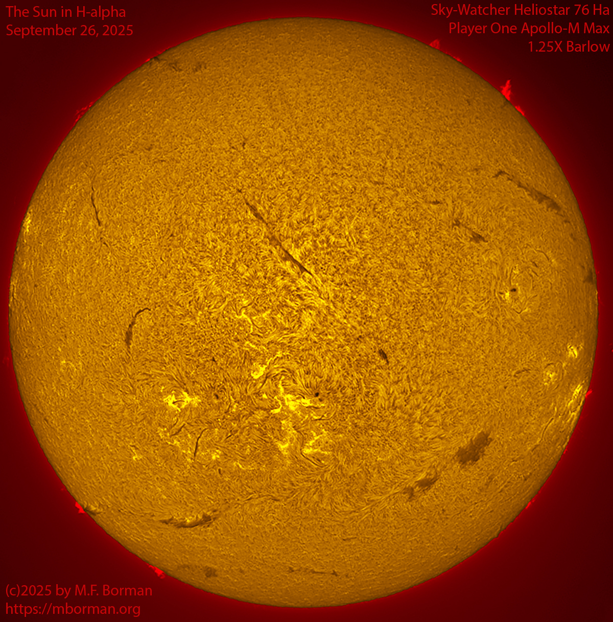 Solar image in h-alpha 09/26/25