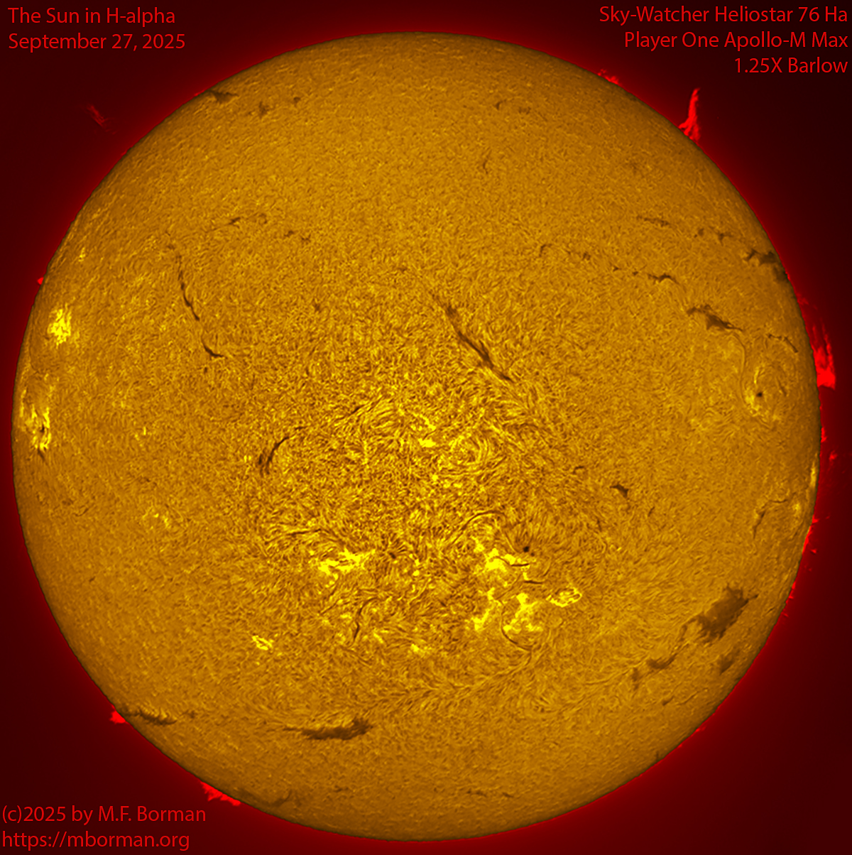 Solar image in h-alpha 09/27/25