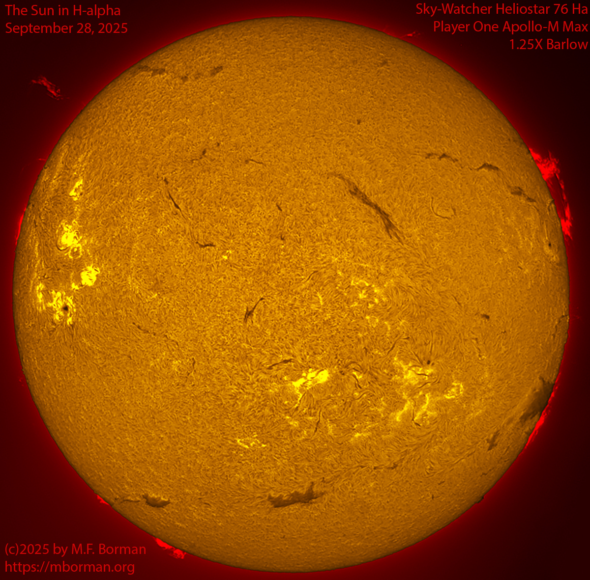 Solar image in h-alpha 09/28/25