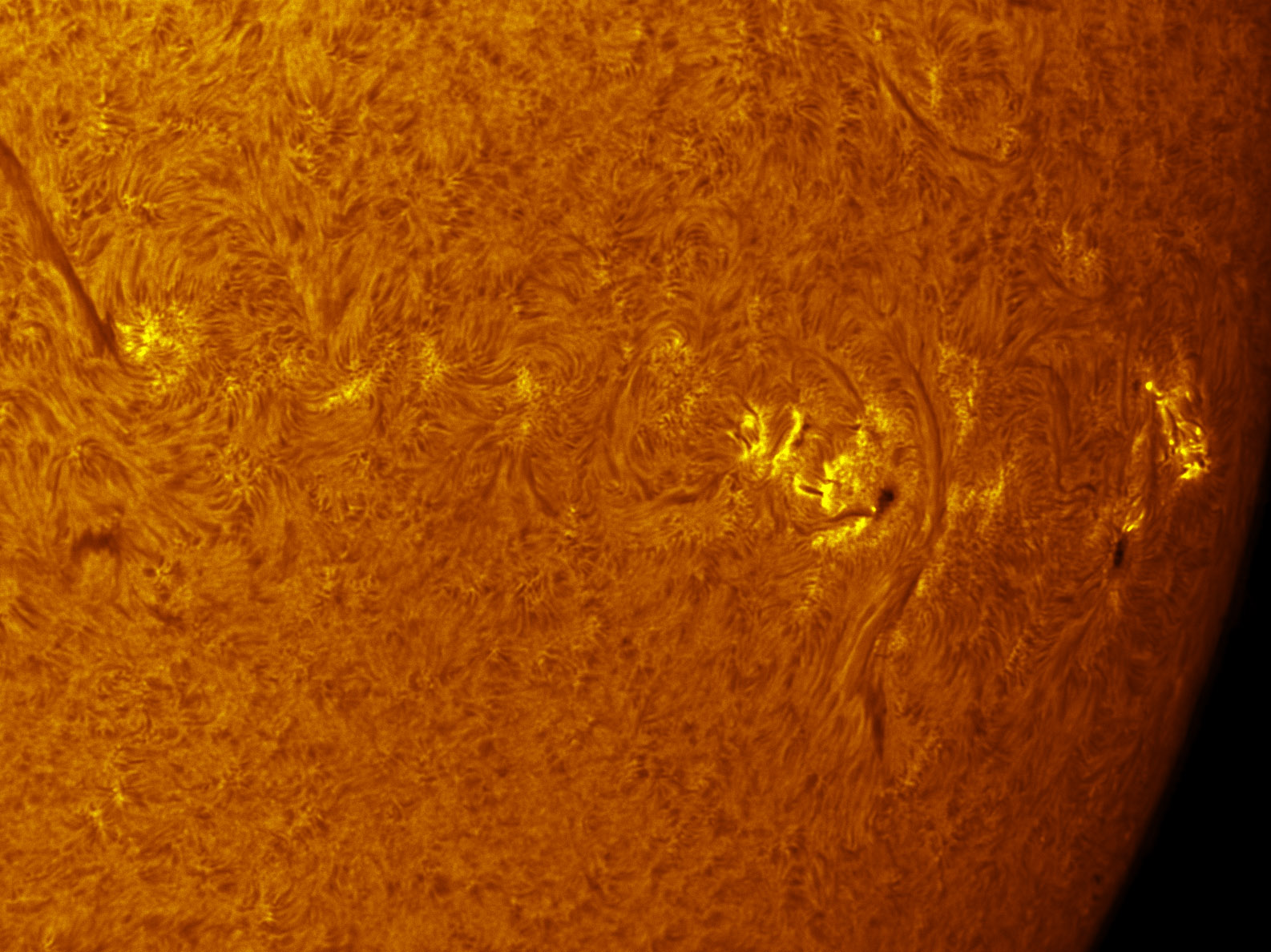 Sunspot 1575 and 1577 in h-alpha 09/29/2012