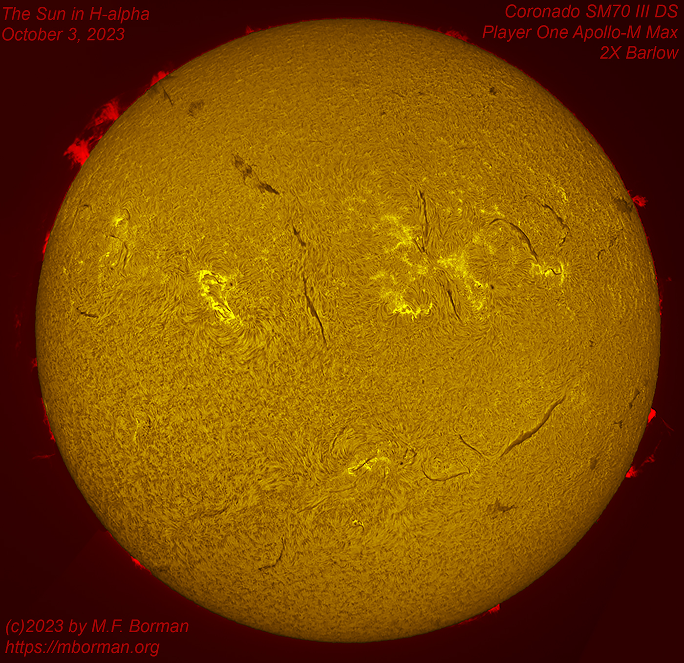 Solar disk in h-alpha 10/03/2023