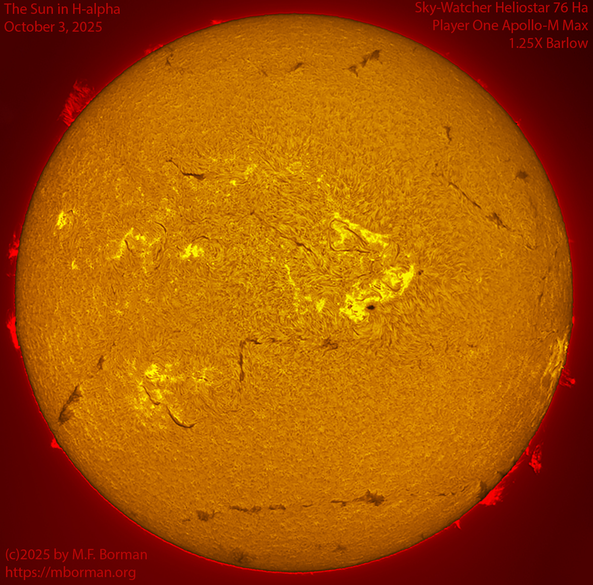 Solar image in h-alpha 10/03/25