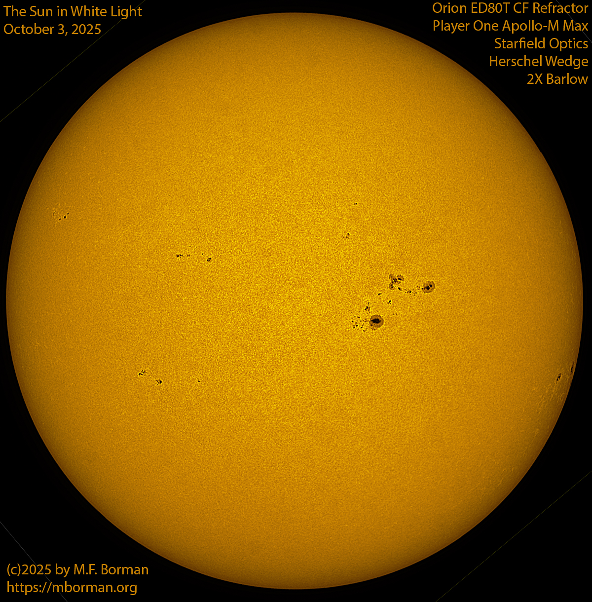 Solar image in white light 10/03/25