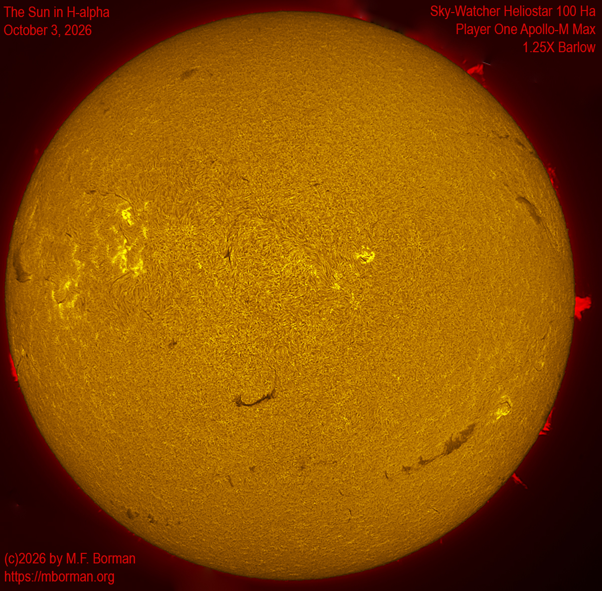 Solar image in h-alpha 10/03/26