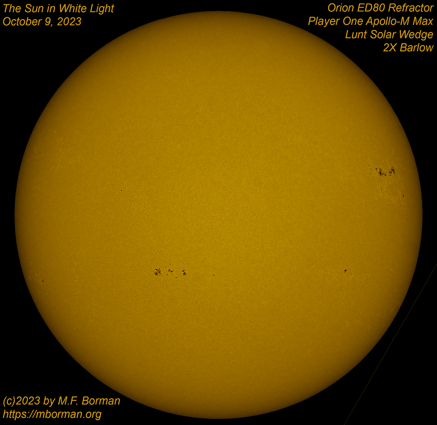 Solar disk in white light 10/09/2023