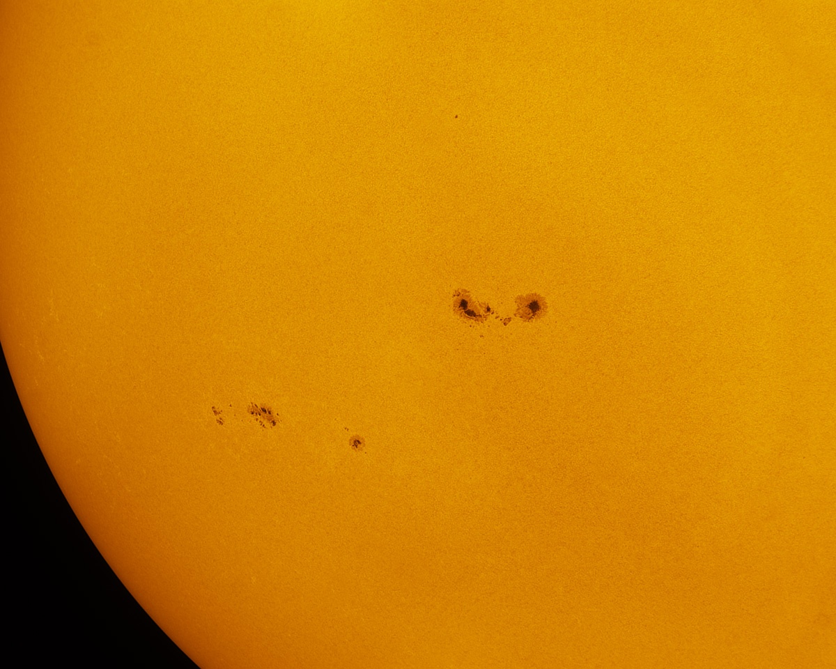 Sunspots 1861, 1864, and 1865 in white light 10/11/2013