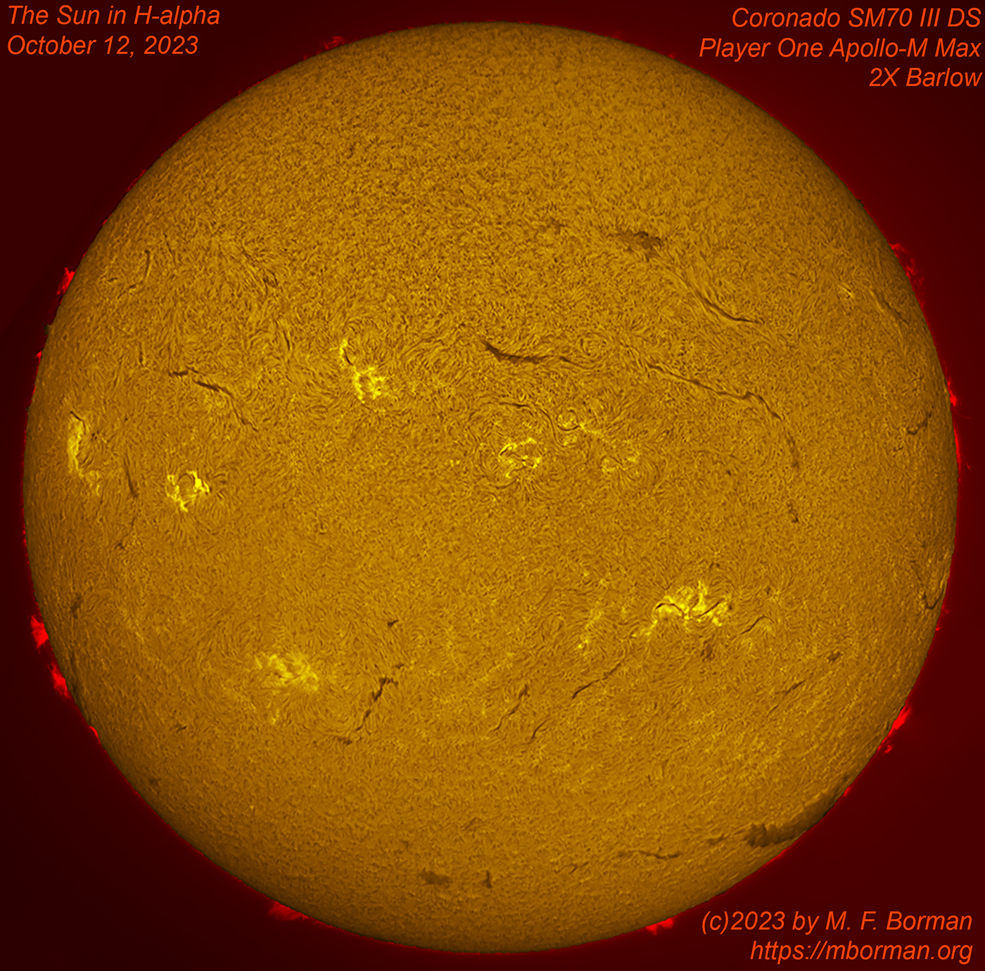 Solar disk in h-alpha 10/12/2023
