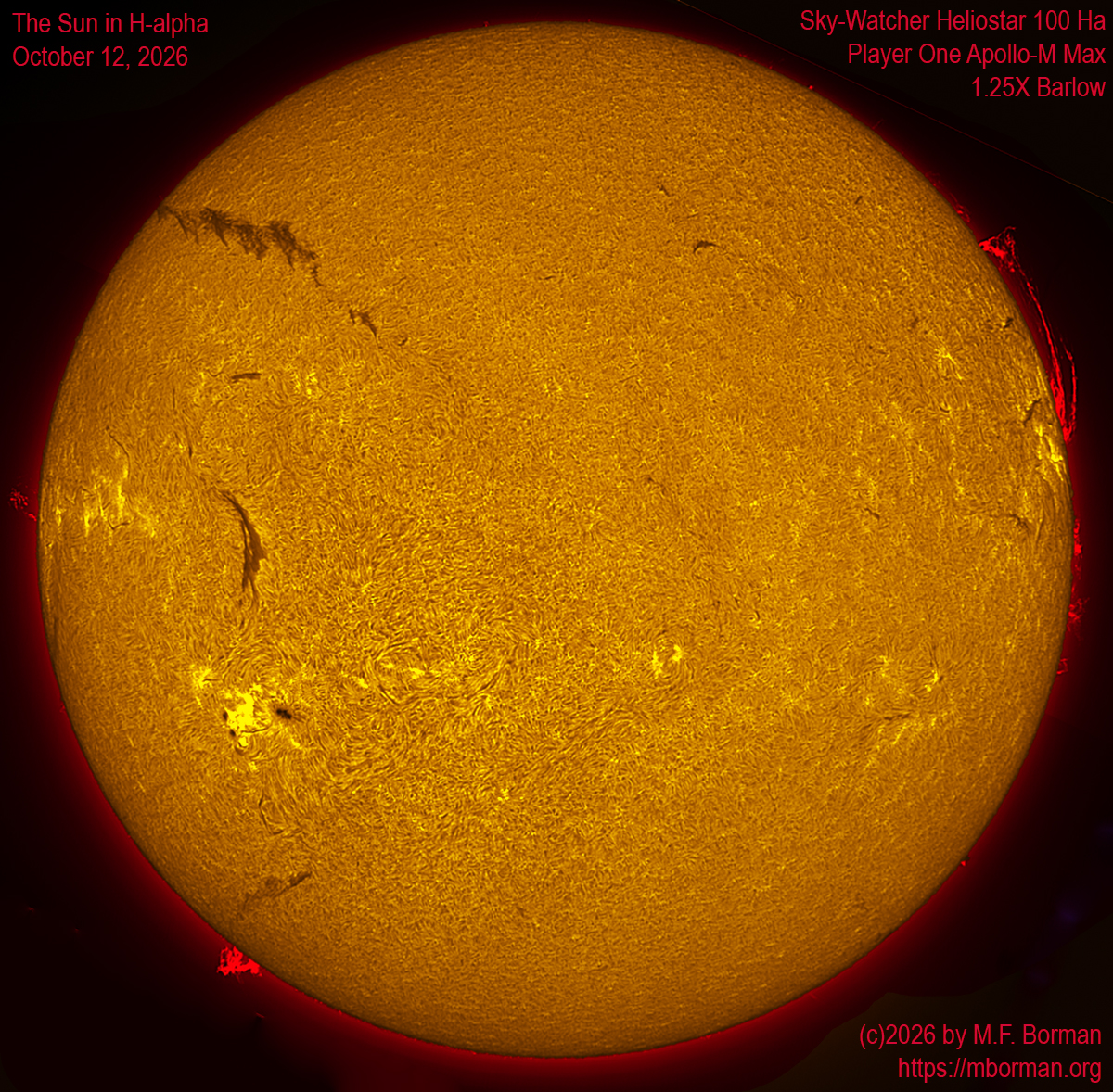 Solar image in h-alpha 10/12/26