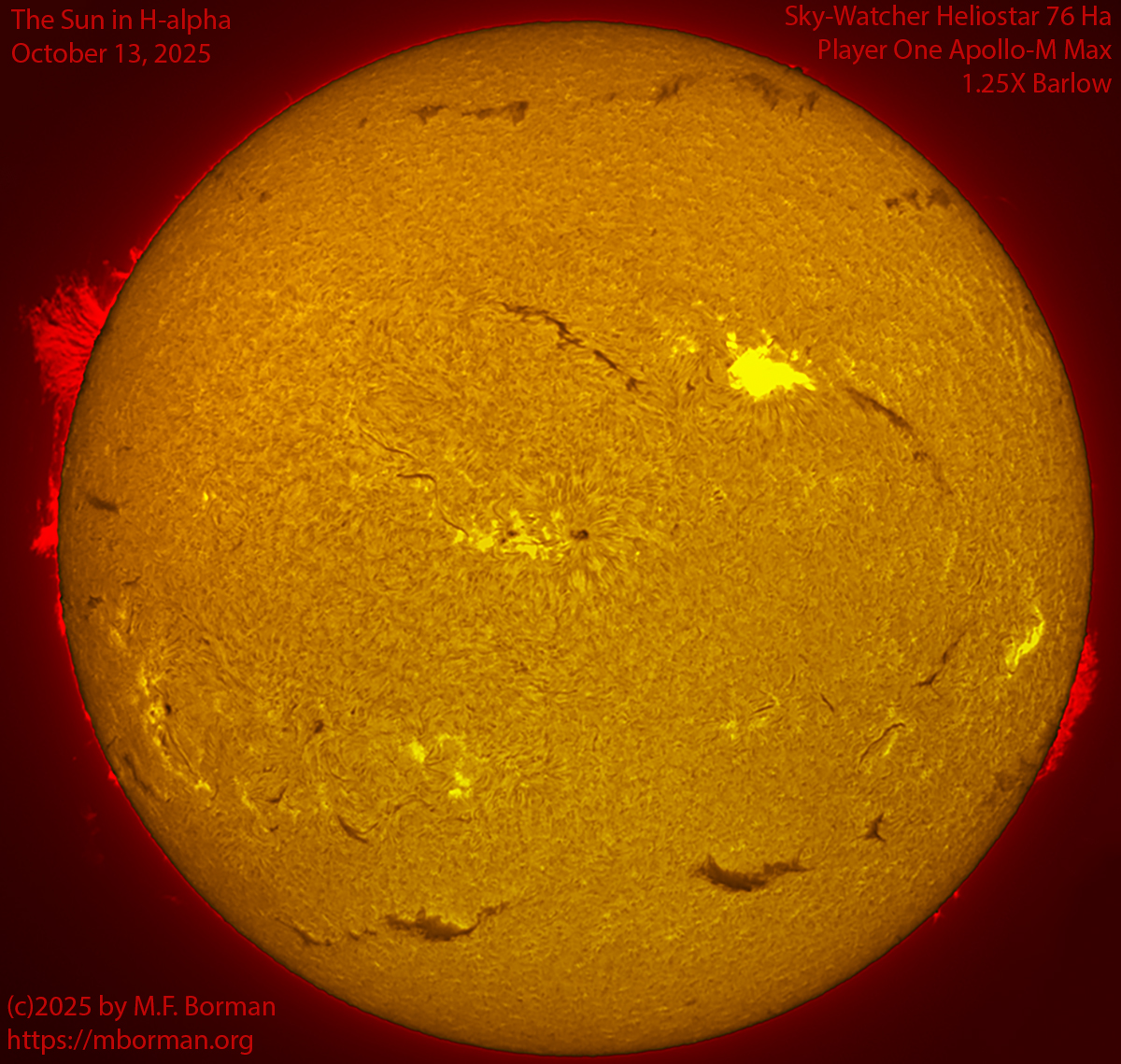 Solar image in h-alpha 10/13/25