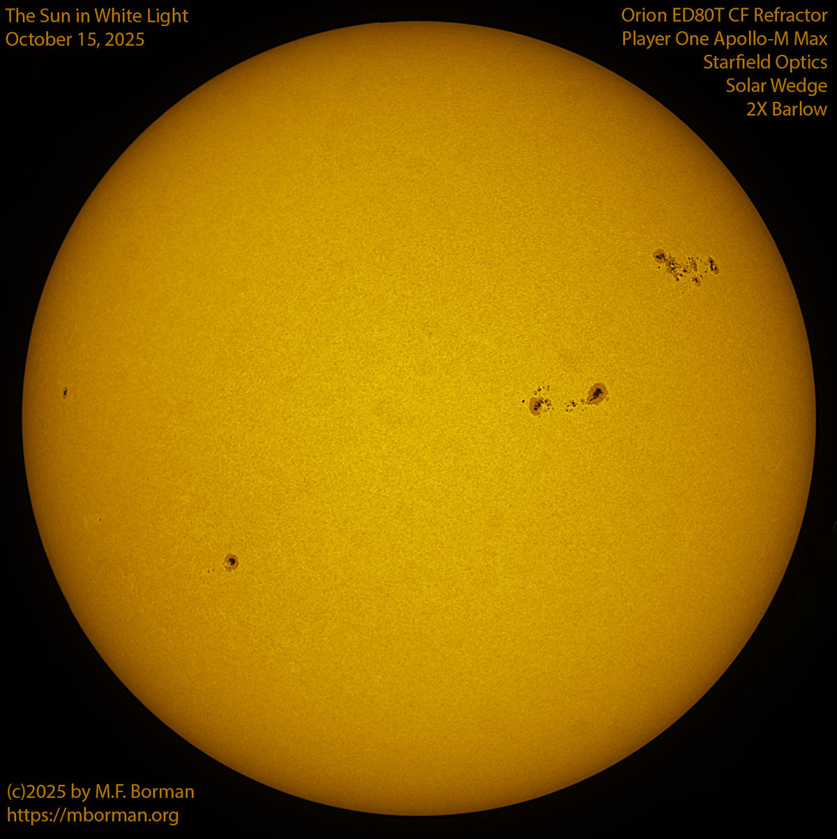 Solar image in white light 10/15/25