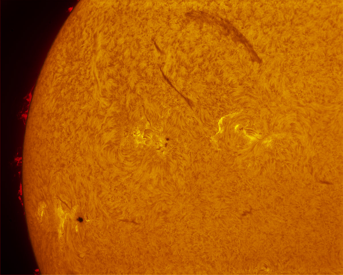 Sunspots 1873, 1875, and 1877 in h-alpha 10/20/2013