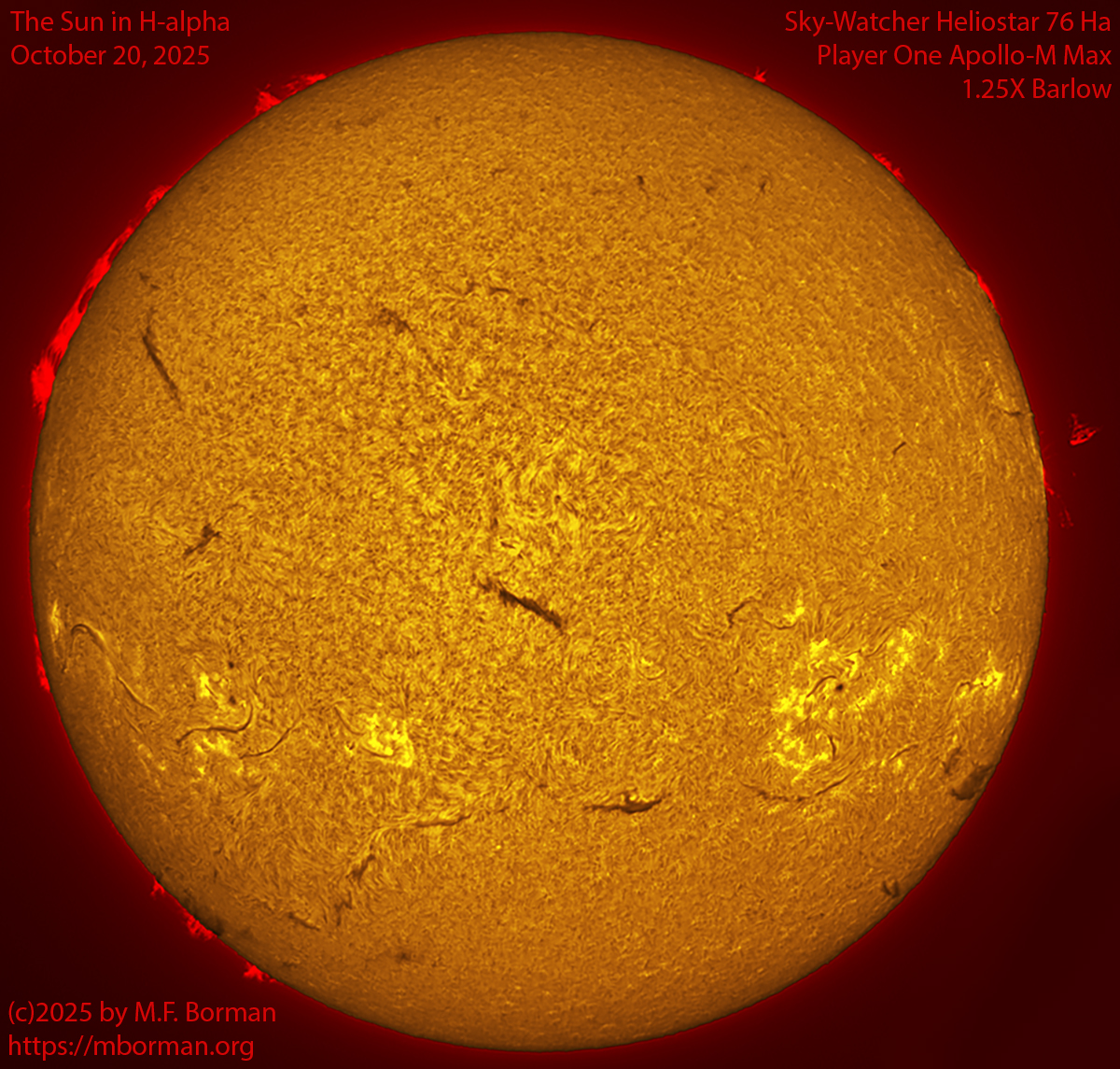 Solar image in h-alpha 10/20/25