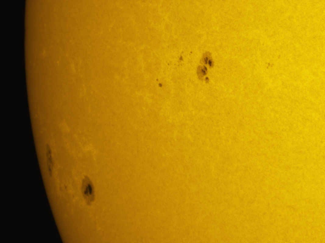 Sunspots 1325, and 1330 in white light 10/22/2011