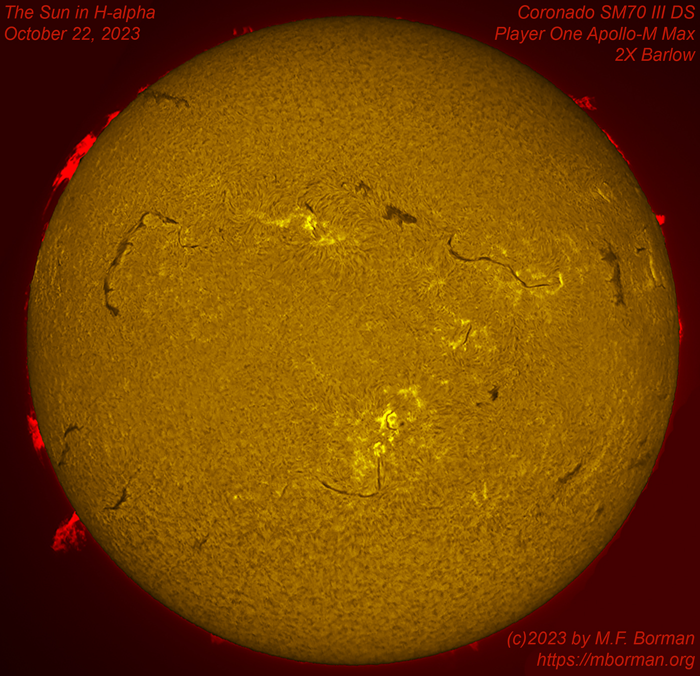 Solar disk in h-alpha 10/22/2023