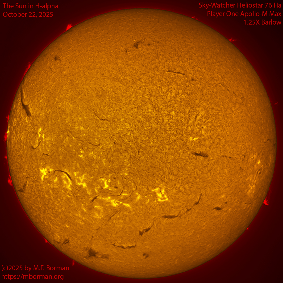 Solar image in h-alpha 10/22/25