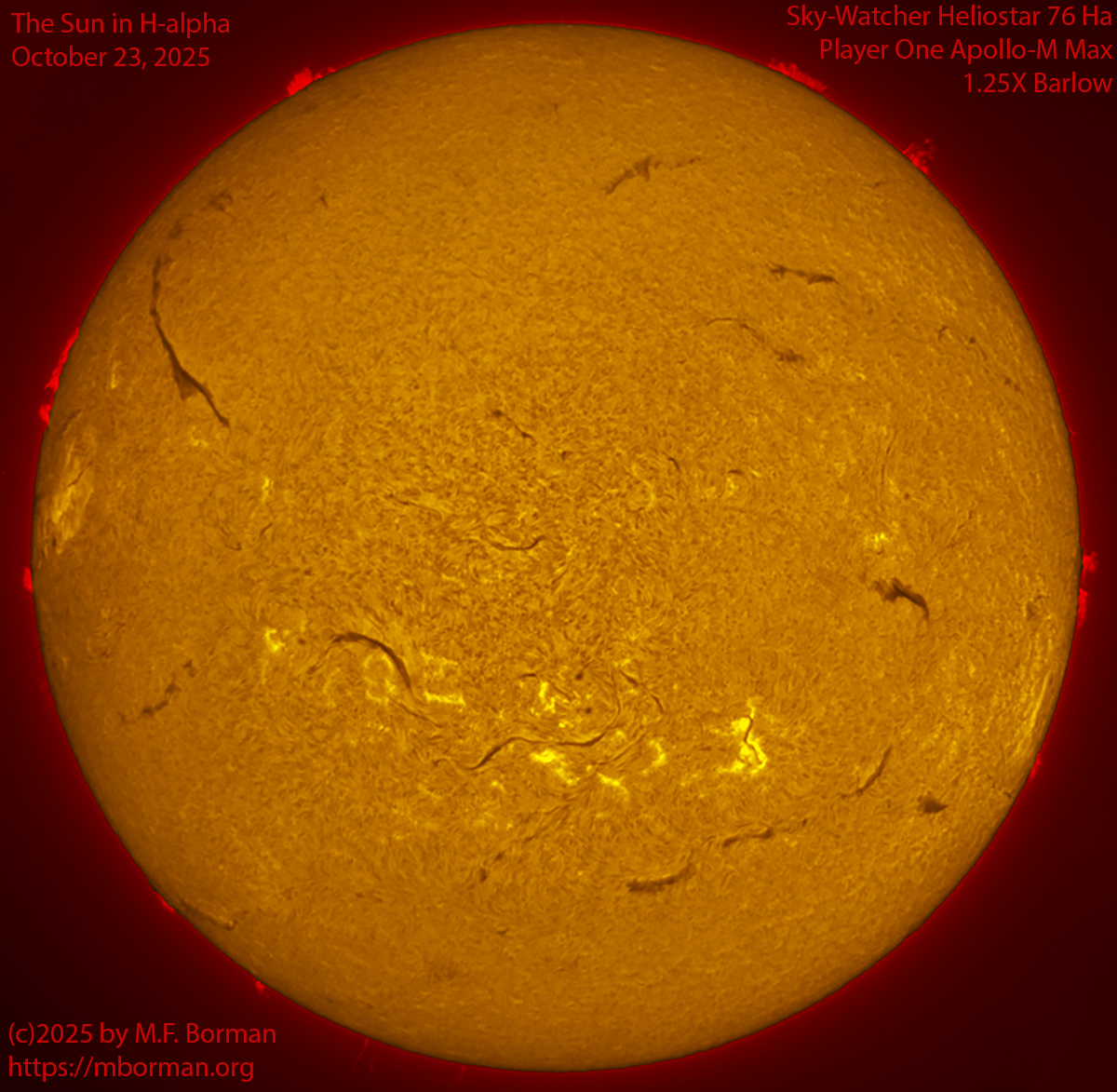 Solar image in h-alpha 10/23/25